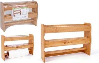QUTTIN - Keukenrolhouder Duurzame Bamboe- 36X 25.5X 10cm