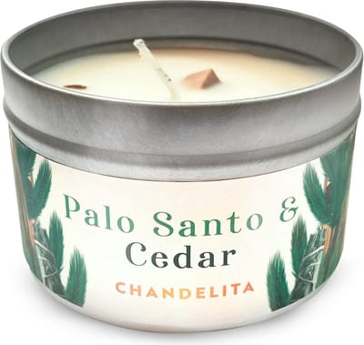 Geurkaars Sojawas met Palo Santo en Cederhout voor Ontspanning en Meditatie