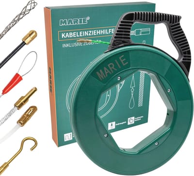 Kabelintrekhulp 30m - Flexibele en Duurzame Kabeltrekker met 6 Adapters voor Elektrische Werkzaamheden