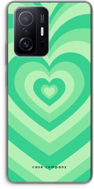 Case Company® - Hoesje geschikt voor Xiaomi 11T hoesje - Hart Groen - Soft Cover Telefoonhoesje - Bescherming aan alle Kanten en Schermrand
