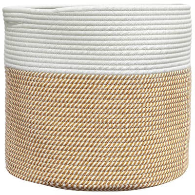 vidaXL - Opbergmand - Ø - 40x35 - cm - katoen - bruin - en - wit