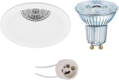 LED Spot Set - LEDVANCE Parathom PAR16 940 36D - Pragmi Pollon Pro - GU10 Fitting - Dimbaar - Inbouw Rond - Mat Wit - 3.4W - Natuurlijk Wit 4000K - Verdiept - Ø82mm