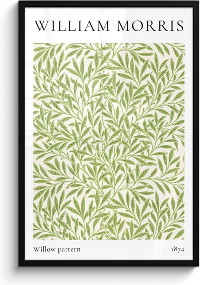 Poster in lijst - Fotolijst 60x90 cm - Posters - William Morris - Willow pattern - Abstract - Natuur - Posterlijst zwart - Decoratie - Wanddecoratie woonkamer - Muurdecoratie slaapkamer