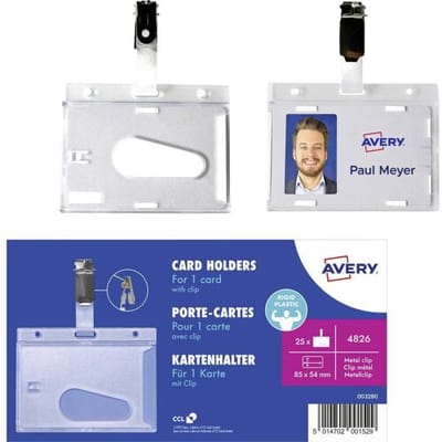 Avery 4826 Veiligheidspashouders met clip (b x h) 85 mm x 54 mm 25 stuk(s) 5014702001529