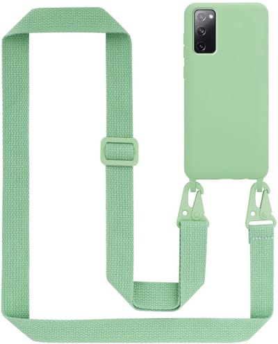 Cadorabo Mobiele telefoon ketting geschikt voor Samsung Galaxy S20 FE in LIQUID LICHT GROEN - Silicone beschermhoes met lengte verstelbare koord riem