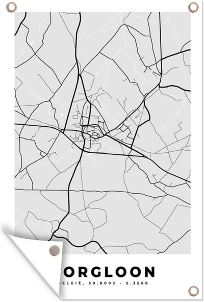 Muurdecoratie Stadskaart – Plattegrond – België – Zwart Wit – Borgloon – Kaart - 120x180 cm - Tuinposter - Tuindoek