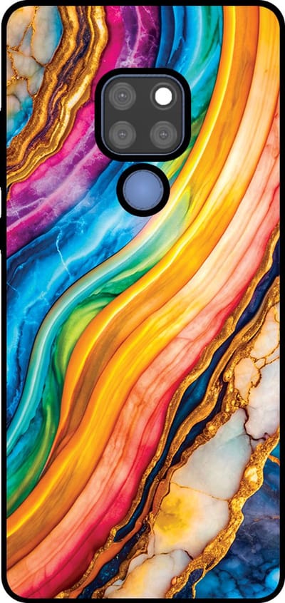 Smartphonica Telefoonhoesje Geschikt voor Huawei Mate 20 met Regenboog Goud Marmer Opdruk - TPU Backcover Case Rainbow Gold Marble Design geschikt voor Huawei Mate 20