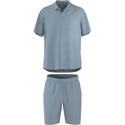 ESMARA MEN Mousseline heren shortama (Blauw, S)