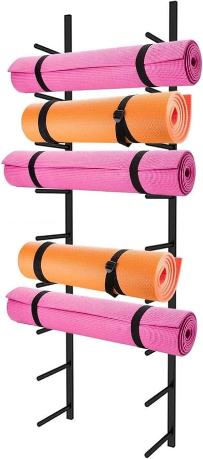 Yogamat Opbergrek - Mattenhouder Fitness - Sportspullen Organiseren - Met Haken - 155 cm Lengte - Zwart