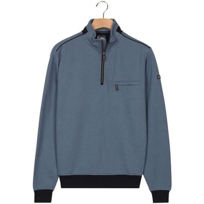 Baileys Trui Sweat Half Zip Two Tone Jacquard Doubleface Interlock Mid Denim Blue / male