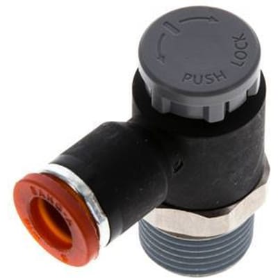 L-stuk Regelventiel 8 mm - R3/8'' Regeling-in Messing/Nylon Borgmoer
