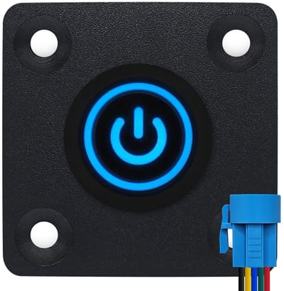 ProRide Metalen drukschakelaar Inbouwpaneel 12V ON-OFF - 19mm - met Aansluitkabel - 12V/24V - LED indicatie Blauw