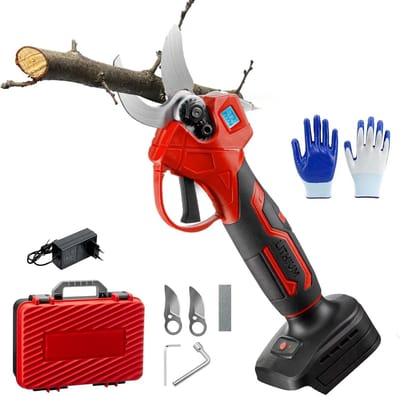 Allecto Plus - Elektrische Snoeischaar voor Professioneel Gebruik 21V - Snoeischaren Druivenbomen 15-30mm Snijdiameter (Rood)