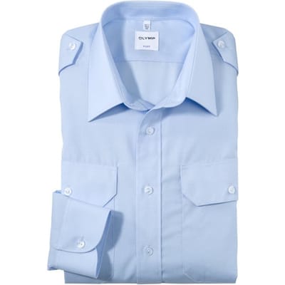 OLYMP piloot Overhemd, Comfort Fit, Kent, Bleu