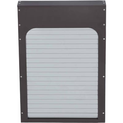 Porte automatique de poulailler en métal avec minuterie, alimentée par piles, marron, pour élevage de volailles.