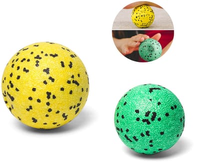 Crrynuo - Fascia Ball Set - 2 Massageballen (6cm & 8cm) - EPP Materiaal - Voor Spierherstel En Zelfmassage - Groen/Zwart & Geel/Zwart