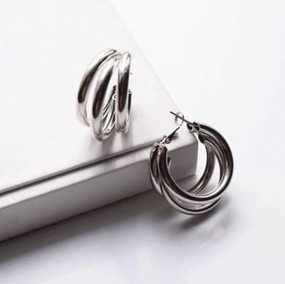 Fliex - oorbellen - oorringen - triple hoops - zilverkleurig