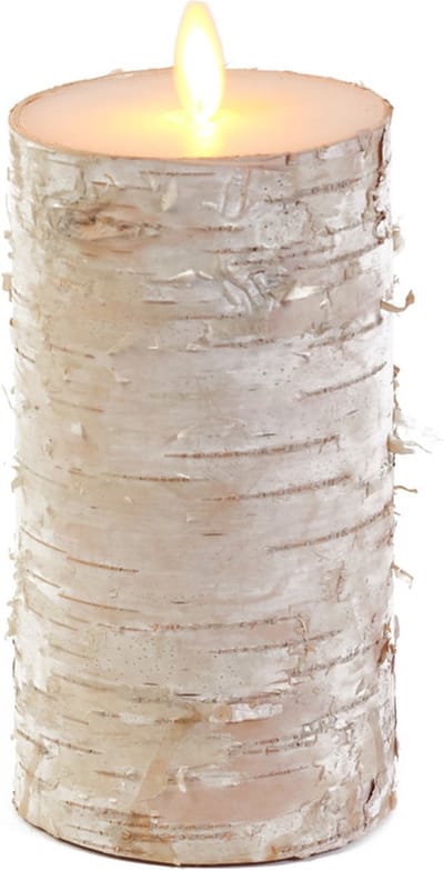 Anna's Collection Led kaars/stompkaars - houtlook - naturel - H15 x D7,5 cm - wax - bewegende vlam