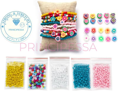 Zelf sieraden maken kralen pakket - Armbandjes en enkelbandjes – Hartjes en bloemetjes figuurkralen - 4mm rocailles – Geel, roze, turquoise, wit, Ibiza mix - Klei kralen – Fimo kralen – Polymeer kralen – DIY