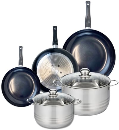 Set van 3 Kookpannen 20, 24 en 28 cm en 2 braadpannen 20 en 24 cm Elo Prima Brillant
