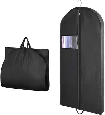 Vouwbare Kledingstandaard en Opbergzak voor Kostuums, Hemden en Jassen - Stofbescherming en Ruimtebesparend, Zwart 60 x 153 cm