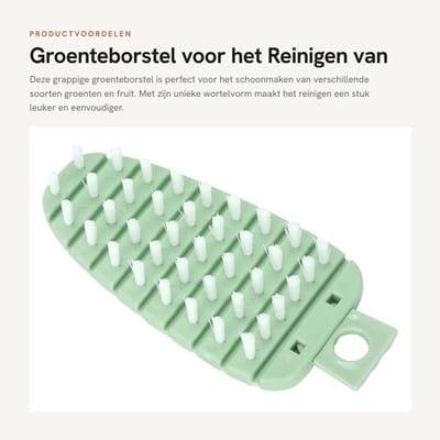 Dailygoods- Groenteborstel Schattig Keukengerei - Aardappelborstel - Vouwbaar - PP/PE - 14 x 6 cm - Lichtgewicht 44 g - Schoonmaakborstel