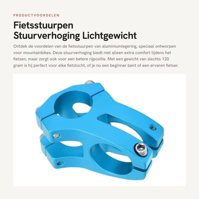 Dailygoods - Fietsstuurpen - Stuurverhoging - Lichtgewicht en duurzaam - Blauw - Stuuradapter - Verbeter je rijcomfort - Geschikt voor mountainbikes -...