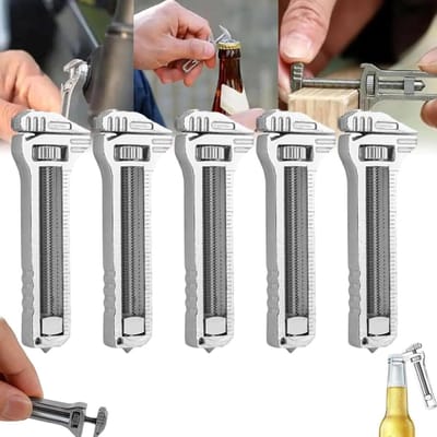 Multitool Sleutel Flesopener - Zakgereedschap Verstelbaar - Buitenactiviteiten Kamperen - Gelegeerd Staal Hoge Hardheid - 6 x 2 cm - Zilver