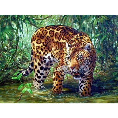 Diamond Painting Tattoo Tijger Ronde 5D Diamant Borduren Kruissteek Diamant Muurschildering 20X30CM beige