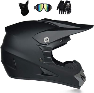 Motorcross Helm Set - Full Face Helm - Offroad Rijden - Aerodynamische ABS Schaal - Maat M - Zwart