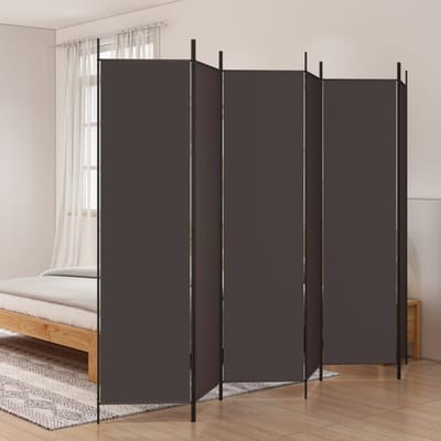 vidaXL - Kamerscherm - met - 6 - panelen - 300x200 - cm - stof - bruin