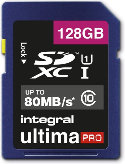 Integral - INSDX128G10-80U1 - SD Card - 128GB - Geheugenkaart - Ultimapro - SDHC/XC - 80MB/s - Class 10 - UHS-1, U1 - High Speed