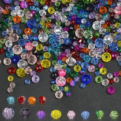 1300 stuks gefacetteerde kralen, 4/6/8 mm, kristallen facetglazen kralen, glitterkralen om te rijgen, crackle glazen kralen, decoratie met opbergdoos voor doe-het-zelf (kleurrijk 1300)