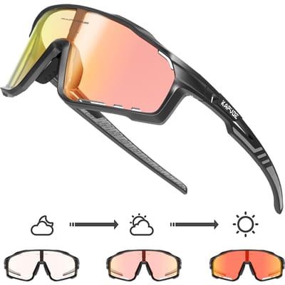 Kapvoe Fotochemische Fietsbril UV400 MTB Sportzonnebril voor Mannen Buiten Fietsbril Fietsbrillen Photochromatic 1LENS
