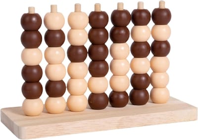 Schaakbord Vier - Strategisch Spel - Cognitieve Ontwikkeling - Driedimensionaal Ontwerp - 18 x 7.7 x 11 cm - Houtkleur