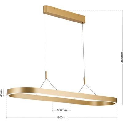 ORION Carrara LED hanglamp, mat goud, in hoogte verstelbaar, CCT