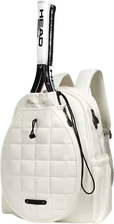 Avoir Avoir® - Tennisrugzak voor Heren en Dames - Duurzaam Nylon/Polyester - Retro Rits - Veelzijdig Draagbaar - Padel, Badminton, Rackettas - Wit