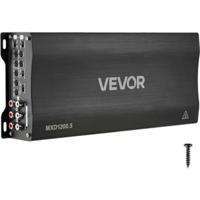 VEVOR Auto Audio Versterker, 5-Kanaal Bruggabe Auto Versterker, Multikanaal Klasse D Stereo Amp, Max. 4 x 100W bij 4 Ohm / 4 x 200W bij 2 Ohm + 1 x 1000W bij 2 Ohm / 1 x 500W bij 4 Ohm, voor Voertuigen