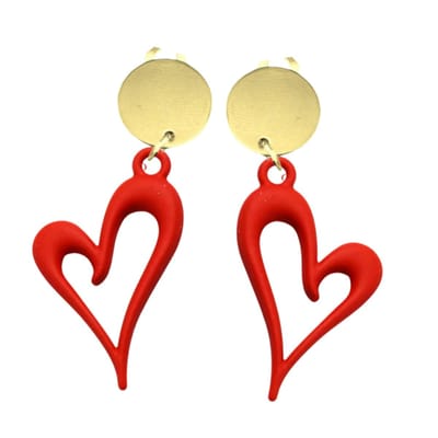 Clip oorbellen- Rood -hart- Montana- goudkleur- geen gaatje- Charme Bijoux