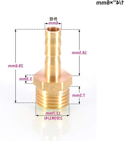 BSP Slangconnector van Messing voor 6mm tot 25mm Slangen - Male Barb Tail, Koppeling en Adapter voor Water- en Luchtleidingen