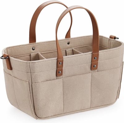 Luiertas - 12 vakken kinderwagen organizer - Beige - Vilt - Opvouwbaar