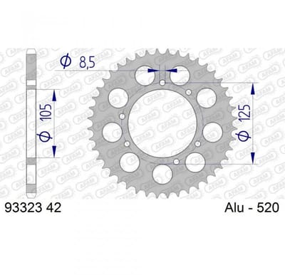 Couronne transmission Afam pour moto Gas gas 250 Pampera 2002 42 dts P 520 Neuf