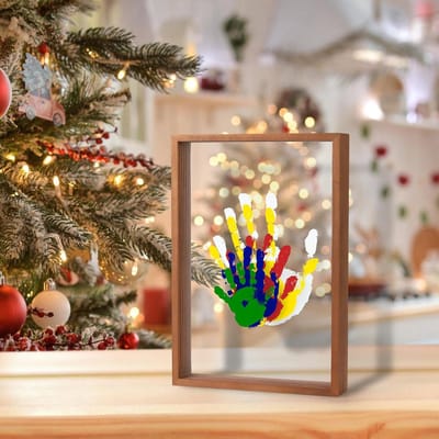 KZQ Familie handafdrukset - rituals Het perfecte cadeau voor kersverse of adoptieouders, een blijvende, handgemaakte herinnering ingelijst in een houten frame - Inclusief 5 inkten - Transparant papier (bruin)