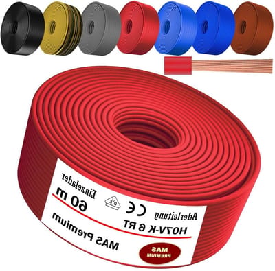 Enkeladerige Flexibele Kabel - Installatiekabel Elektriciteitsdraad - Elektrische Installaties - Meerdraads Koper Geleider - 6 mm² 60 Meter - Rood