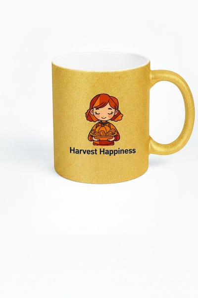 Harvest Happiness Gouden Glitter Mok | Cadeau voor Oogstfeest