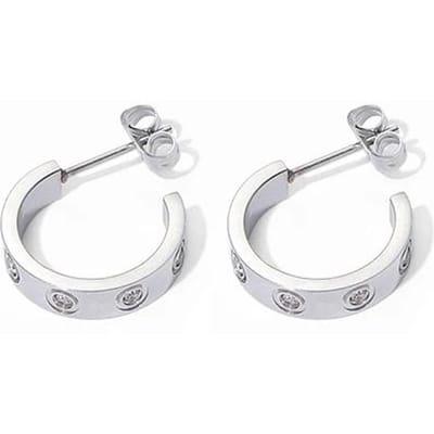 Oorbellen Roestvrij Staal Dames Luxe Kristallen Oorbellen Goudkleur Roestvrijstalen Oorbellen Eenvoudige Hip-Hop Feest Meisje Sieraden white