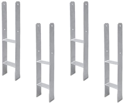 H-paaldragers - Paalankers H-anker - Houtconstructies Verankeren - Stalen H-anker - 81 mm 600 mm - Zilver