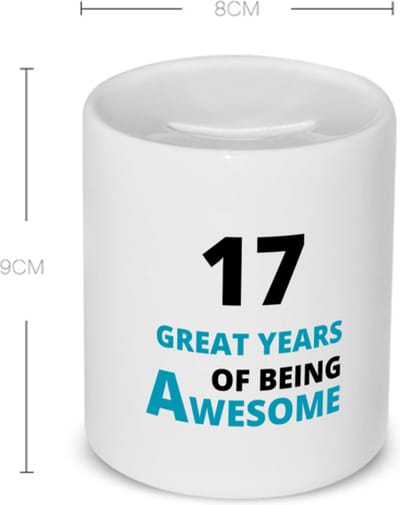 Akyol - 17 great years of being awesome Spaarpot - Hoera 17 jaar - iemand die 17 jaar is geworden - verjaardagscadeau - verjaardag - cadeau - kado - geschenk - gift - goeie jaren - 350 ML inhoud