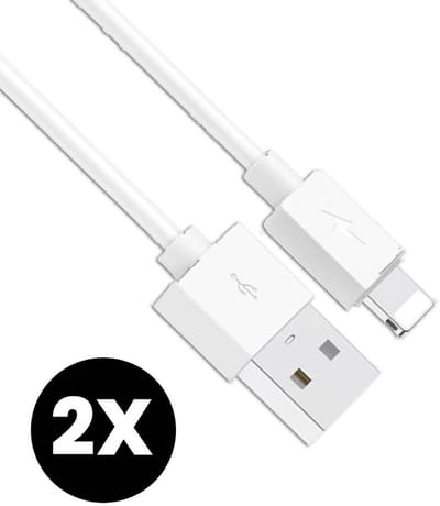 2x Oplader kabel geschikt voor iPhone - 1 meter - Kabel geschikt voor lightning - Oplaadkabel - USB kabel - Lader kabel