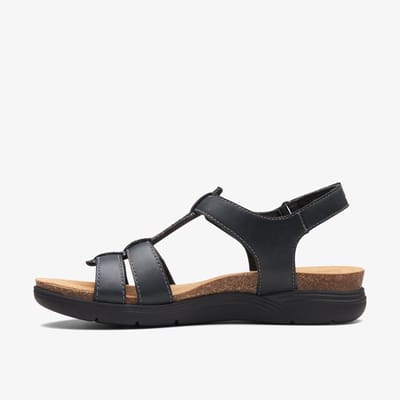 April Cove Zwarte Leren Sandalen